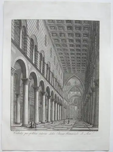 Ranieri Grassi (XIX) Chiesa Primaziale di Pisa Orig Kupferstich 1829 Italia