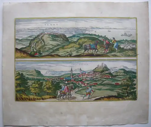Malaga Vejer de la Fra altkolorierter Kupferstich Braun Hogenberg 1575 Espana