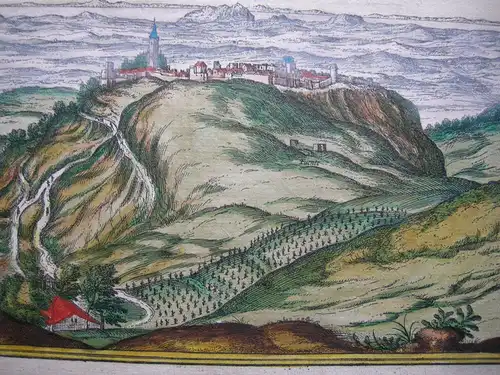 Malaga Vejer de la Fra altkolorierter Kupferstich Braun Hogenberg 1575 Espana