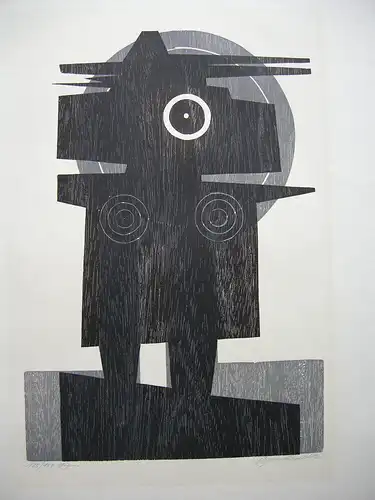 Manfred Degenhardt (1941) Figur Orig Farbholzschnitt 1972 signiert