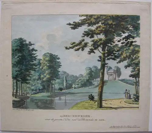 Hermanus Numan (1744-1820) Berkenrode Gartenlandschaft Orig Aquatinta 1797