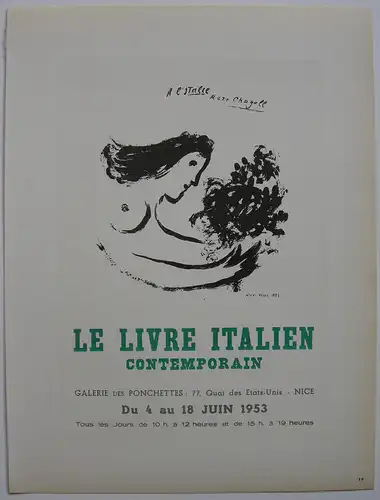 Marc Chagall Le Livre Italien 1953 Orig Lithografie 1959 Maitres de l'Ecole