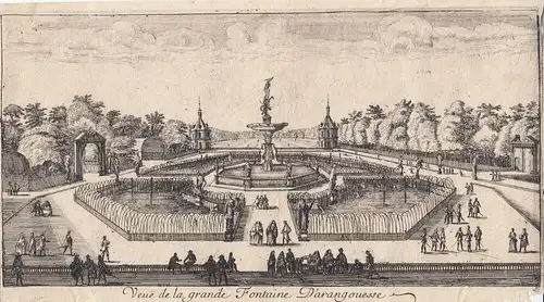Louis Meunier (XVII) Gran Fontana Parque Aranjuez Espana Orig Kupferstich 1670