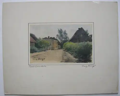 Franz Abony (?) Dorfstraße Pastell-Kohle Studie 1914 signiert
