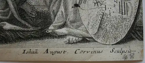 J. A. Corvinus (1683-1738) Bataille de Mons Allegorischer Orig Kupferstich 1720