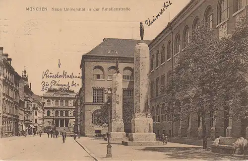 AK München Amalienstraße Universität Rückseite Akademie gel 1911