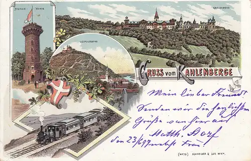 Ak Kahlenberg Wien Eisenbahn Leopoldsberg Stefanie-Werte Ltiho gel 1899