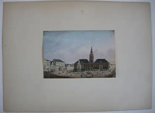 Mannheim Marktplatz altkolor Stahlstich Buhl Dielmann 1840 Jügel