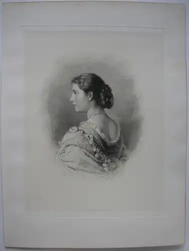 H. v. Angeli (1840-1925) Portrait Prinzessin Meiningen Orig. Stahlstich 1894
