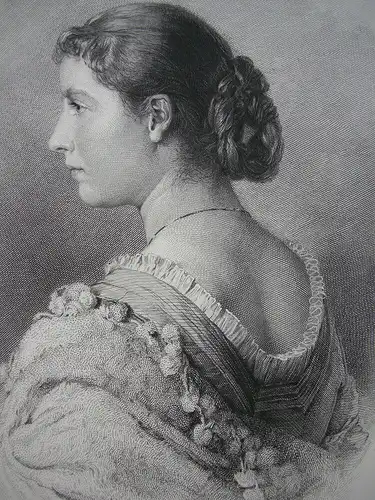 H. v. Angeli (1840-1925) Portrait Prinzessin Meiningen Orig. Stahlstich 1894