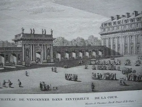 Nicolas Ransonnette (1745-1810) Porte Chateau Vincennes Orig Kupferstich 1787