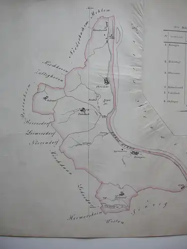 Karte Bürgermeisterei Remagen Rheinland Pfalz kolor Orig Kupferstich 1820