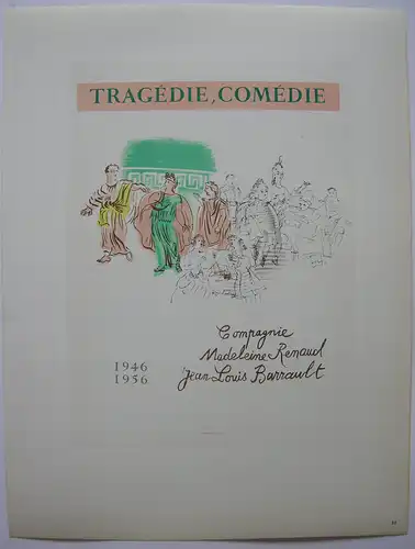 Raoul Dufy Tragédie Comédie Renaud Orig Lithografie 1959 Maitres de l'Ecole