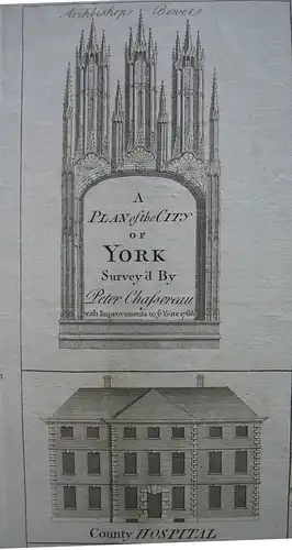 York Plan of the City Orig Kupferstich Chassereau 1766 England copper plate