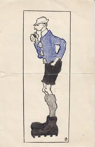 Ludwig Bock (1886-1971) Autograph Brief Tuschzeichnung Karikatur 1906