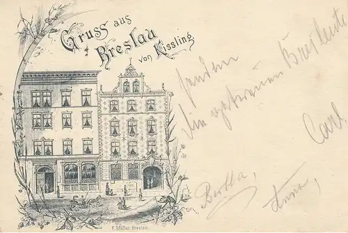 Ak Gruß aus Breslau von Kissling Wroclaw Litho Polen Schlesien Slask 1896