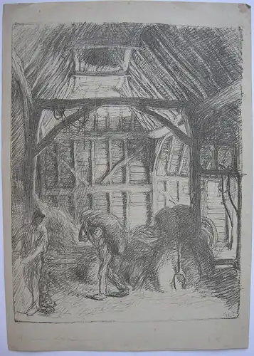 George Clausen (1852-1944) The Ancient Barn Orig Lithografie 1900