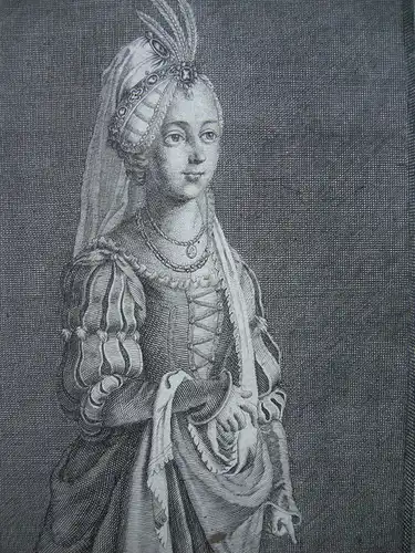 Margaretha Burggräfin Nürnberg (1360 -1406) Orig Kupferstich um 1750