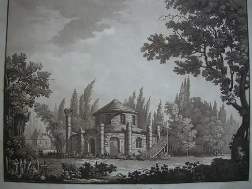 Viktor Heideloff (1757-1817) Tempel Vesta Stuttgart Hohenheim Aquatinta 1795