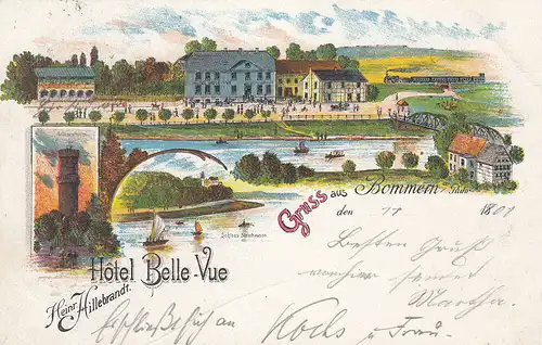 Ak Bommern Ruhr Ennepe-Ruhr-Kreis Hotel Belle-Vue Litho gel 1901