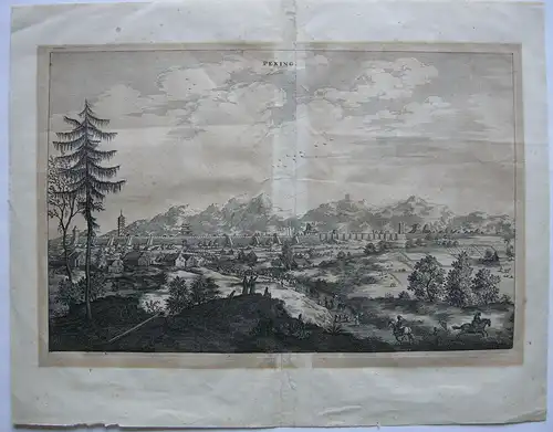 China Peking Beijing Gesamtansicht Nieuhof Orig Kupferstich J. Basire 1693