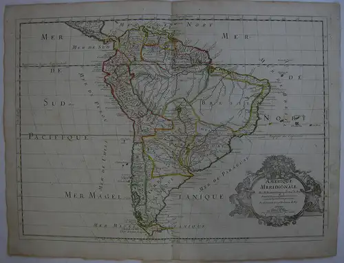 America de Sur Meridionale Südamerika Orig Kupferstichkarte Sanson 1669