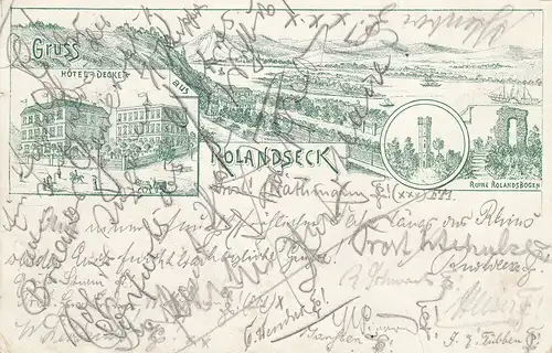 AK Rolandseck Remagen Ahrweiler Vorläuferkarte Litho gel 1894 Rheinland Pfalz