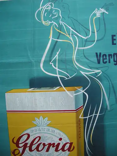 Plakat Reklame Gloria Zigaretten Werbeplakat Orig Lithografie 1960