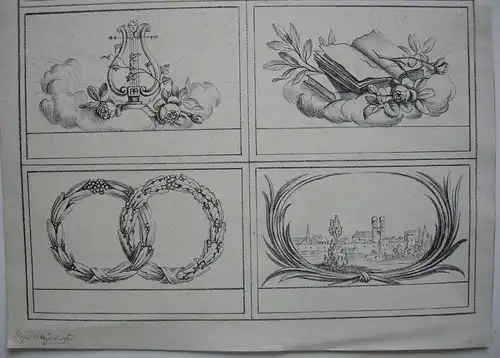 Joh. Nep. Mayrhofer (1764-1832) Bouquette Vignetten Inkunabel Lithografie 1805