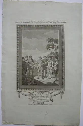 Enthauptung Mr. Doughly Francis Drake Patagonia Orig. Kupferstich 1782