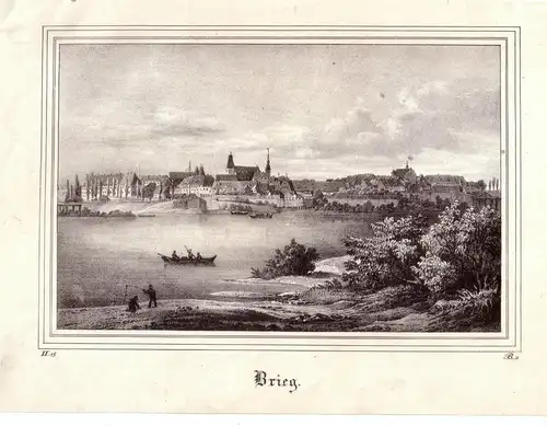 Brieg Brzeg Lithographie Totale 1839 Schlesien Slask Oppeln Polen Polska