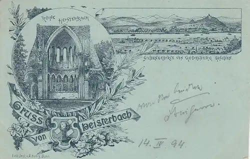 AK Heisterbach Königswinter Ruine Siebengebirge Vorläuferkarte gel 1894