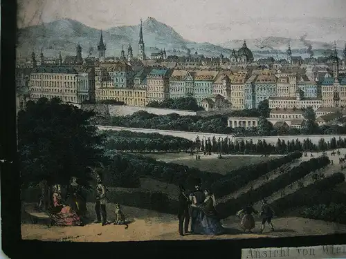 Wien Gesamtansicht Orig. Lithografie 1850 Zeichnung auf Rückseite Österreich