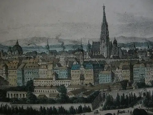 Wien Gesamtansicht Orig. Lithografie 1850 Zeichnung auf Rückseite Österreich