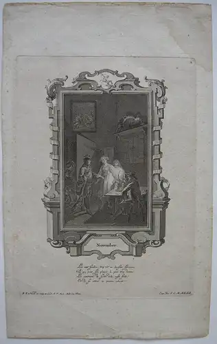 Joh. Esaias Nilson (1721-1788) Monatsdarstellung November Orig. Kupferstich 1780