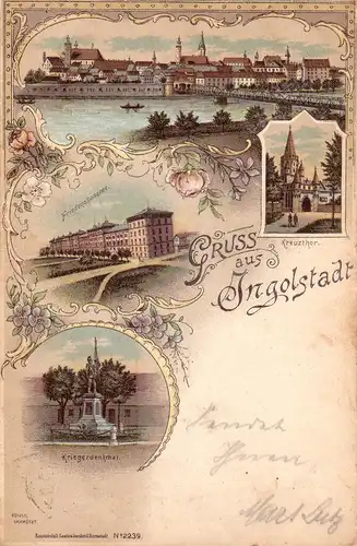 AK  Gruss aus Ingolstadt Bayern Oberbayern Litho Mehrfachbilder  gel 1898