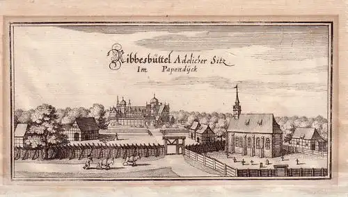 Merian Ribbesbüttel Ansicht Niedersachsen Kupferst 1654