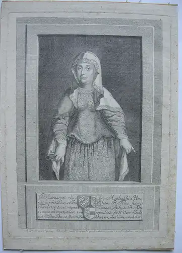 Margarete von Tirol Görz gen. Maultasch (1318-1369) Orig Kupferstich um 1750
