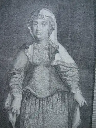 Margarete von Tirol Görz gen. Maultasch (1318-1369) Orig Kupferstich um 1750