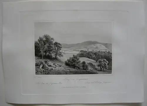 Linz von der Strasser-Aue Oberösterreich Orig. Stahlstich C. Huber 1847