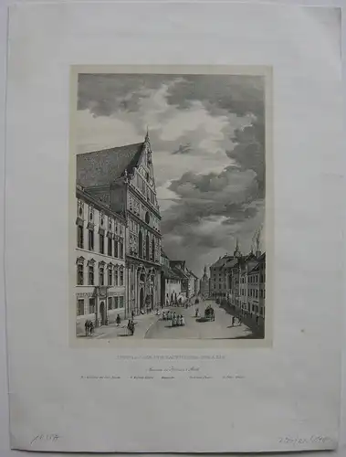 München Neuhauser Strasse Orig Lithographie C. A. Lebschee Bayern 1830