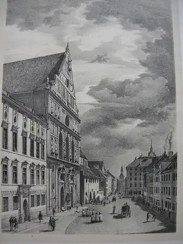 München Neuhauser Strasse Orig Lithographie C. A. Lebschee Bayern 1830