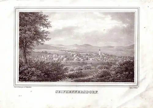 Seifhennersdorf bei Görlitz Sachsen Lithographie 1842