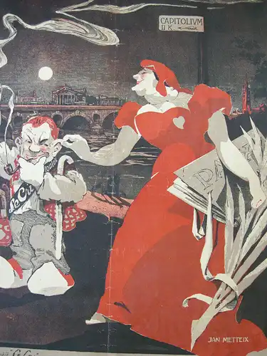Plakat affiche Le Cri de Toulouse Cabaret politique Lithografie Metteix 1900