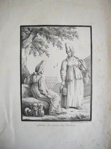 Russ Milchmädchen Petersburg Orig Lithografie 1820 Lasteyrie