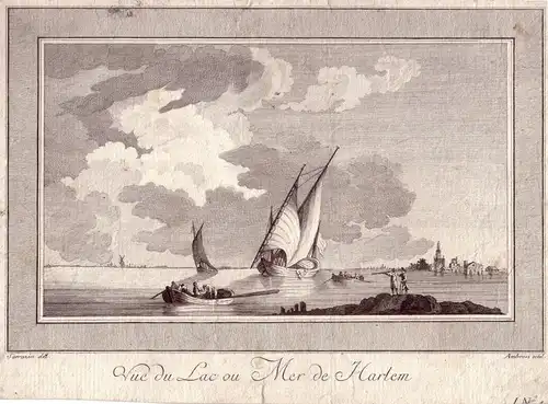 Lac de Harlem Niederlande Kupferstich 1780 Sarrazin