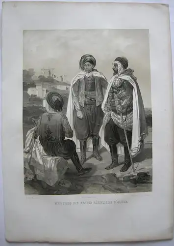 Algerien Algerie Officiers Spahis  (1833) Lithographie Bayot 1840 Nord Afrika