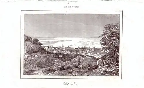 Port Louis Mauritius Afrika Stahlstich 1840 Ile de France Maurice Afrique