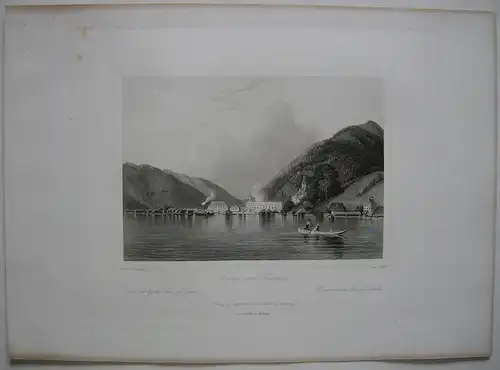 Ebensee am Traunsee Ansicht vom See Oberösterreich Orig. Stahlstich Kolb 1847