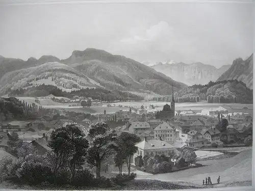 Ischl von der Theresienhütte Oberösterreich Orig. Stahlstich C. Huber 1847